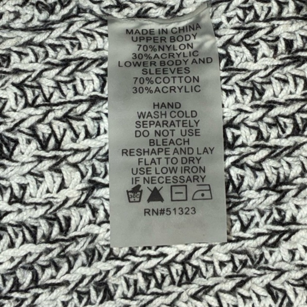 Two by Vince Camuto Cream & Black Heather Sweater Cotton Luxe Feel Blend - Picture 4 of 4